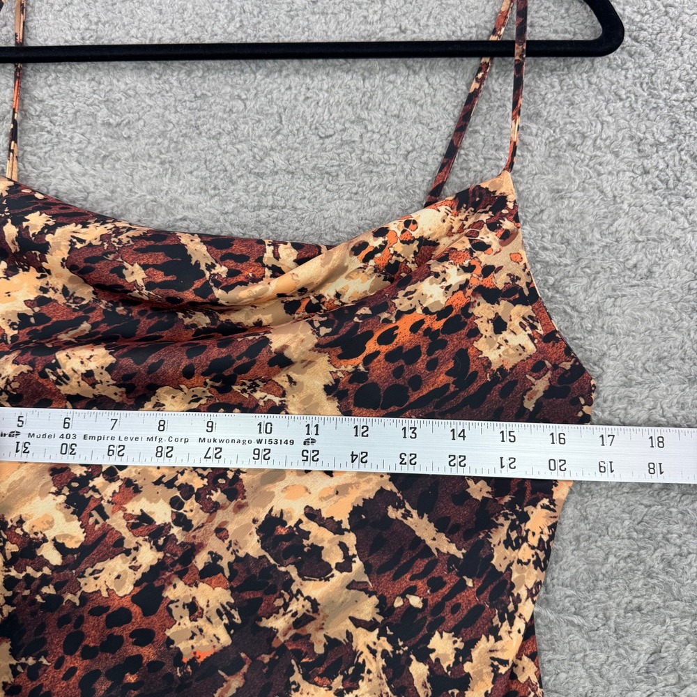 Urban Outfitters Bronze Mallory Animal Print Cowl Neck Satin Mini Dress Med NEW - Picture 9 of 12